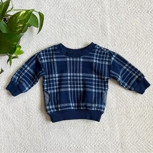 Hanna Andersson Blue Plaid Sweatshirt 3/6m